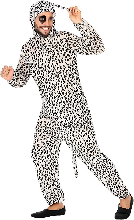 Disfraz De Dálmata Para Adultos – Mono Blanco Unisex De Poliéster, Multifunción (Pijama, Cosplay, Halloween), Ligero Y Transpirable
